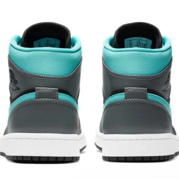 Air Jordan 1 Mid Gray Aqua Mens Sneaker Shoes 554724-063 Size 8.5 - Picture 2 of 5